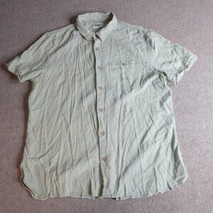 Wellen Shirt Large Green Solid Linen Ecovero Blend Short Sleeve